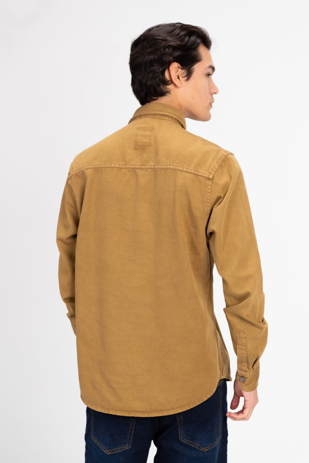 Men's Basic Gabardine Shirt With Front Buttons And Pockets