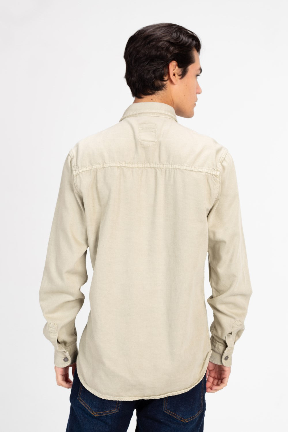 Men's Basic Gabardine Shirt With Front Buttons And Pockets