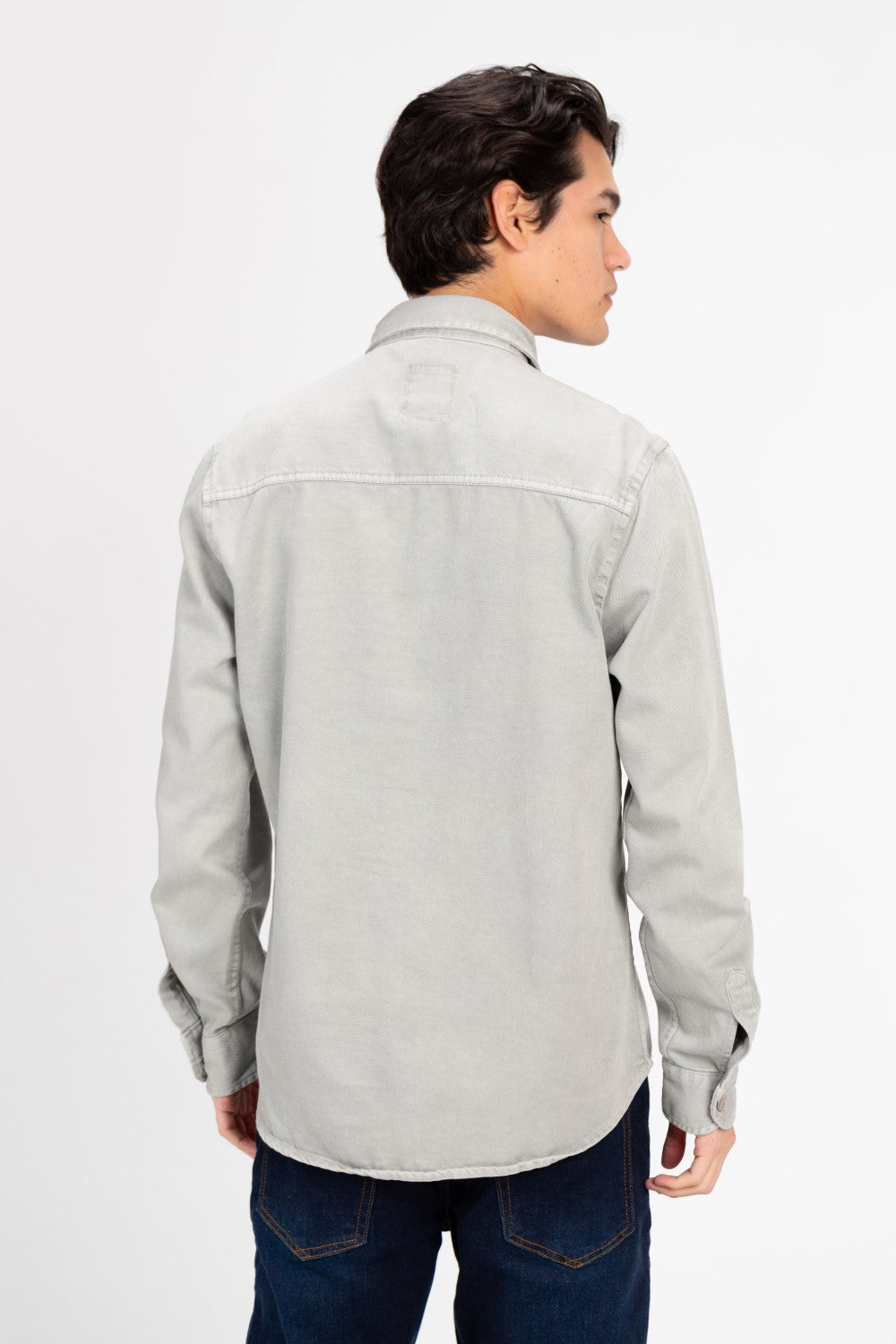 Men's Basic Gabardine Shirt With Front Buttons And Pockets