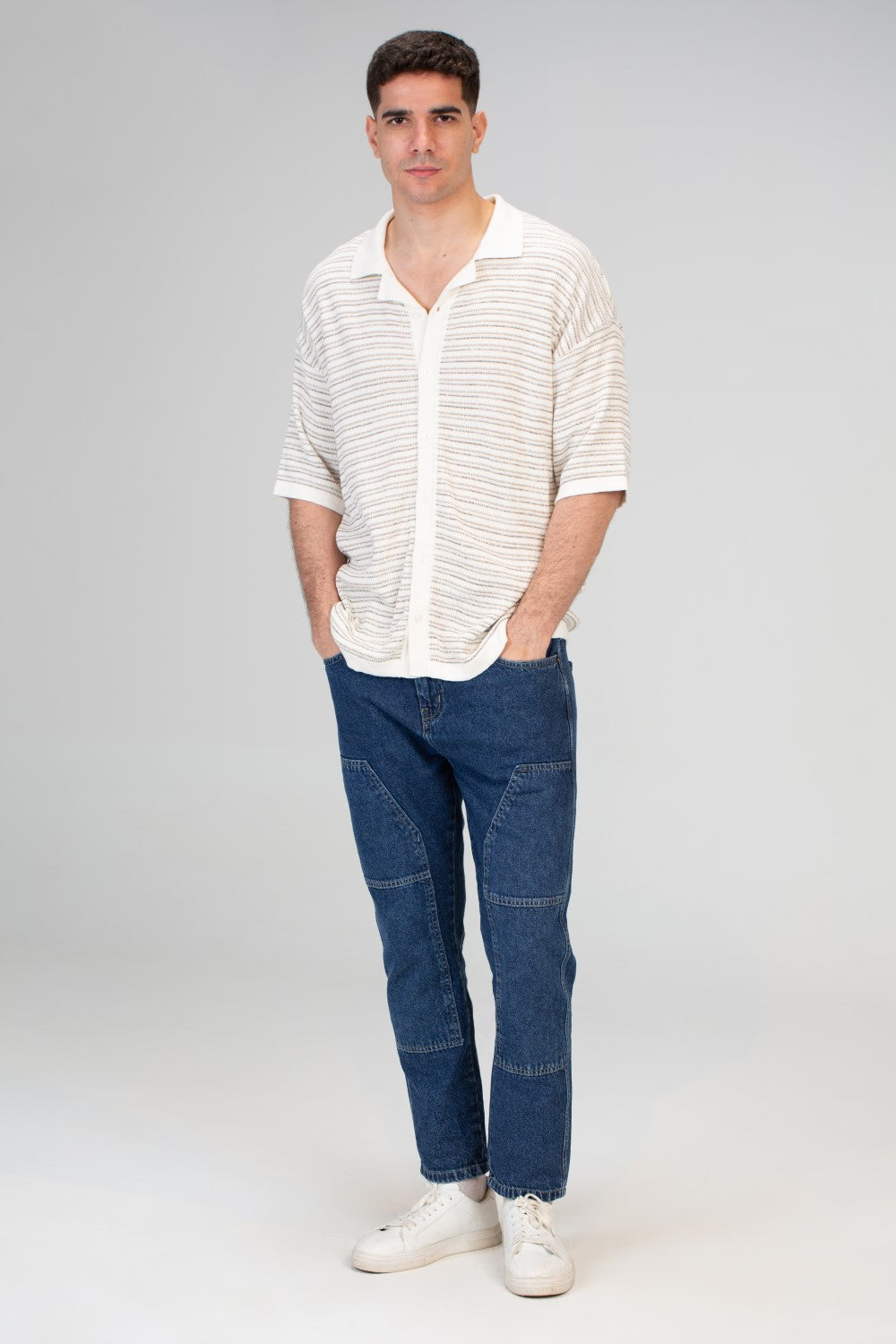 Mens Striped Half Sleeve Trico Shirt With Comfortable And Practical Material