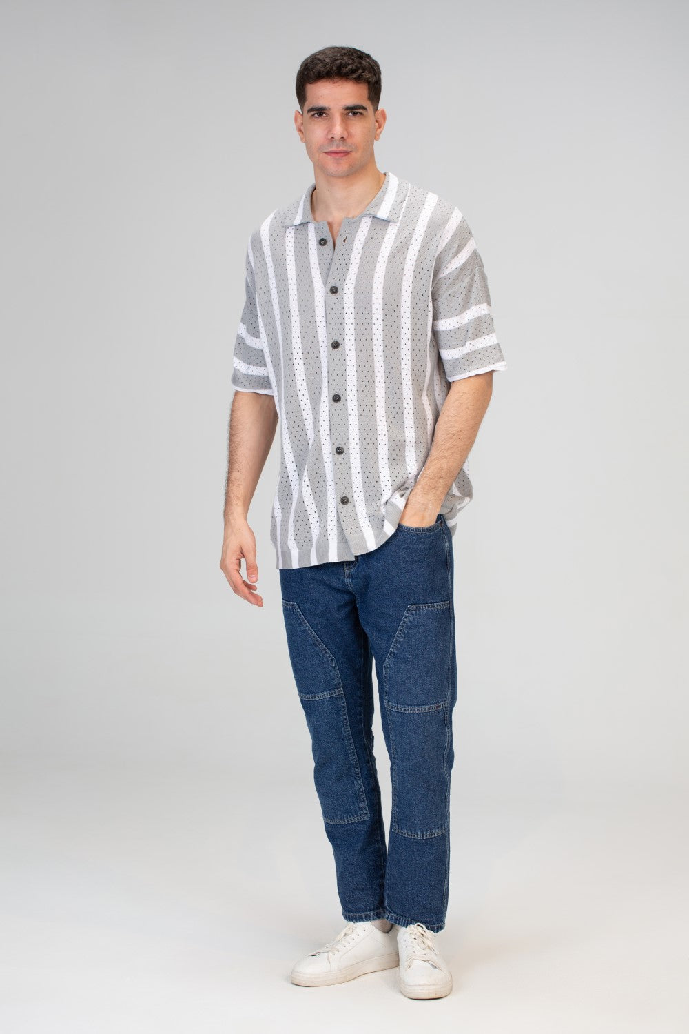 Mens Striped Half Sleeve Trico Shirt With Comfortable Practical Material And A Unique Summer Cut