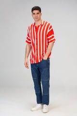 Mens Striped Half Sleeve Trico Shirt With Comfortable Practical Material And A Unique Summer Cut