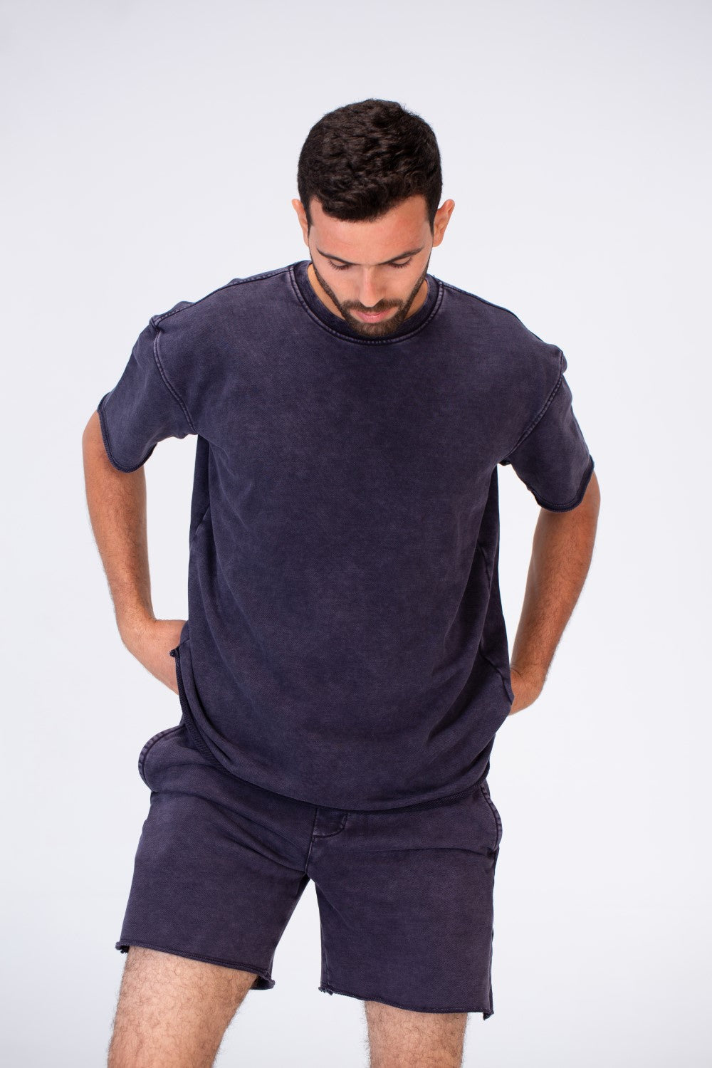 تي شيرت ميلتون رجالي كاجوال كبير الحجم مصنوع من قماش قابل للتهوية