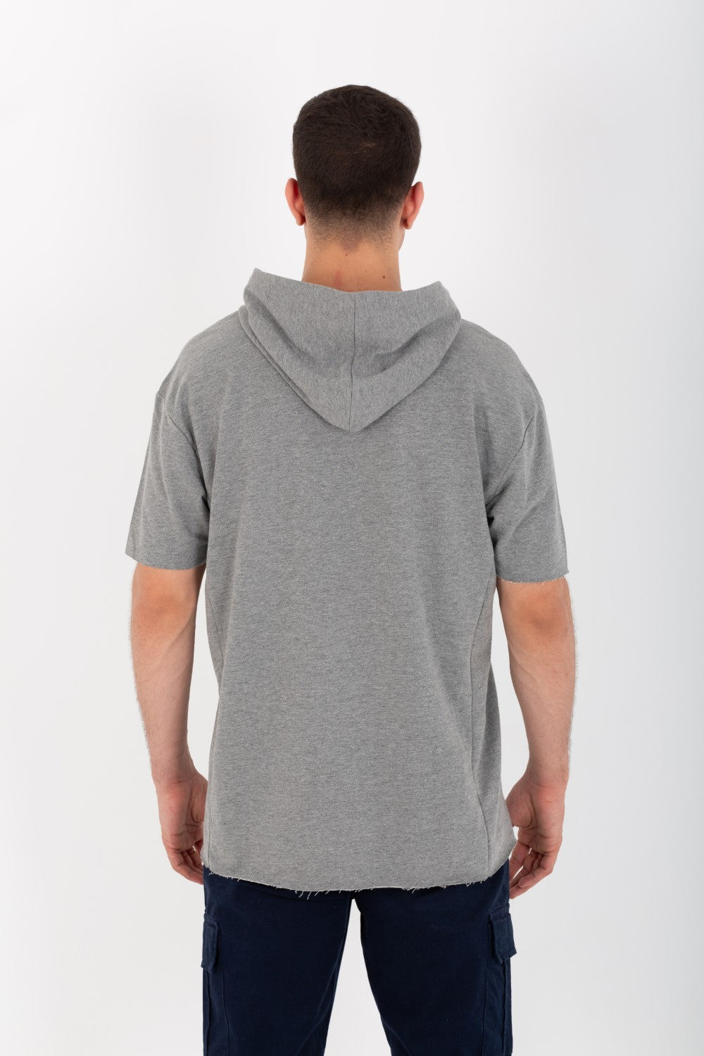Mens Oversized Basic Plain T-shirt With Hood And Short Sleeves