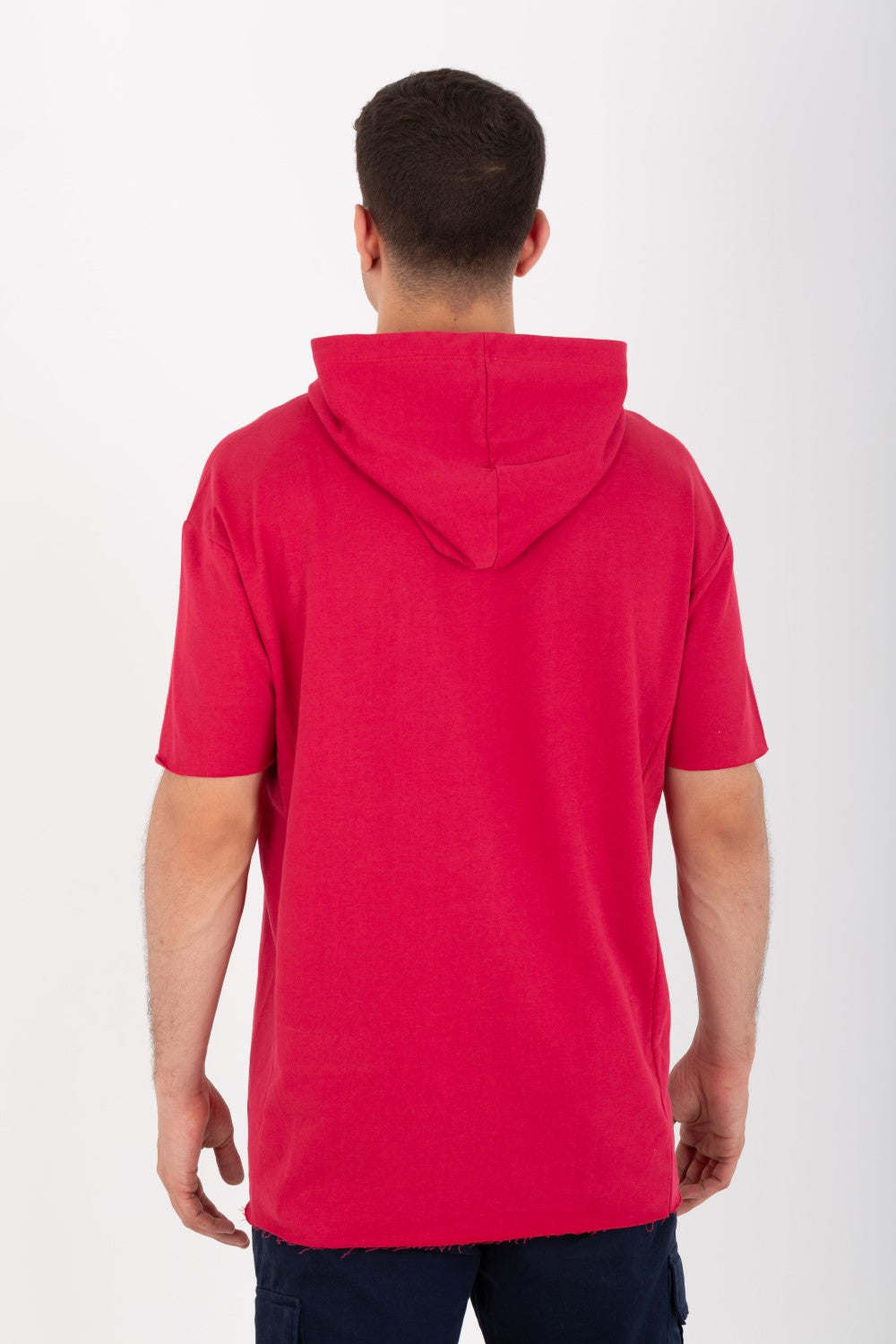 Mens Oversized Basic Plain T-shirt With Hood And Short Sleeves
