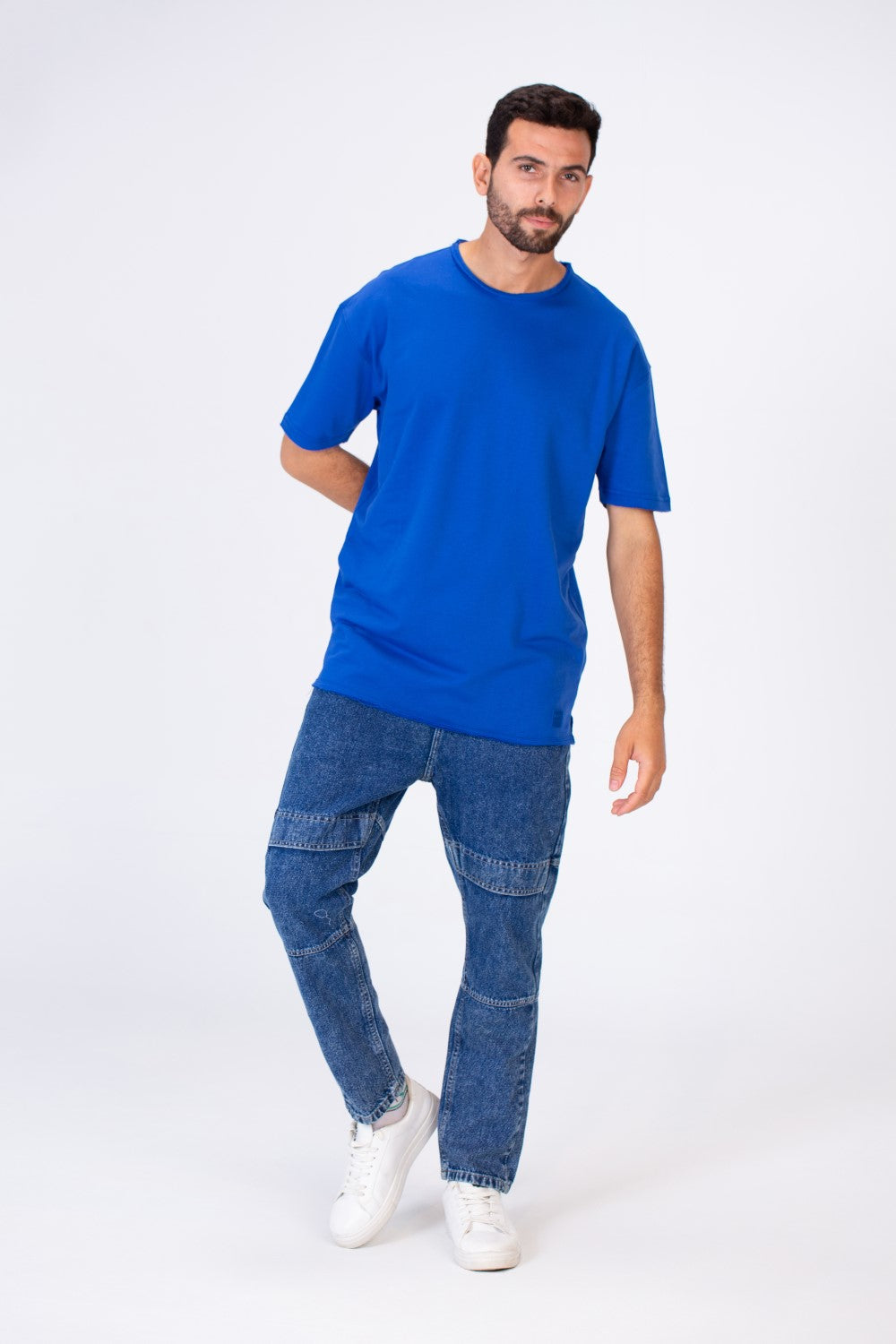Mens Oversize Basic Plain T-shirt With Short Sleeves And A Round Neck