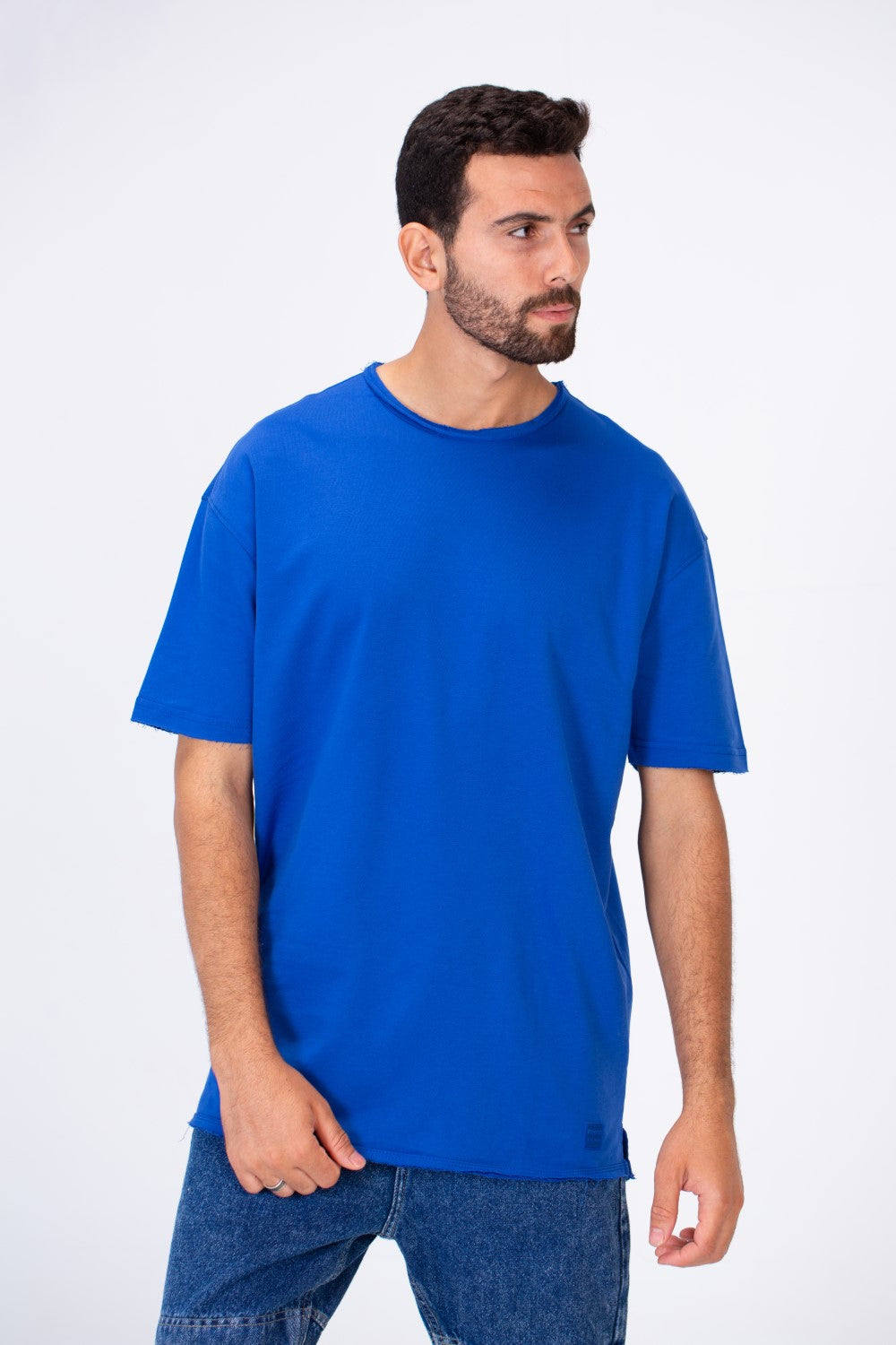 Mens Oversize Basic Plain T-shirt With Short Sleeves And A Round Neck