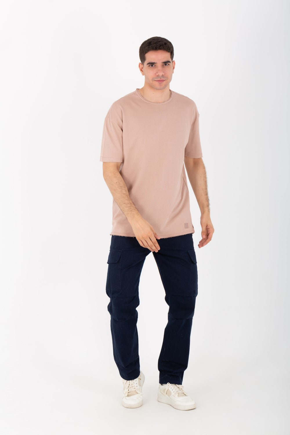 Mens Oversize Basic Plain T-shirt With Short Sleeves And A Round Neck