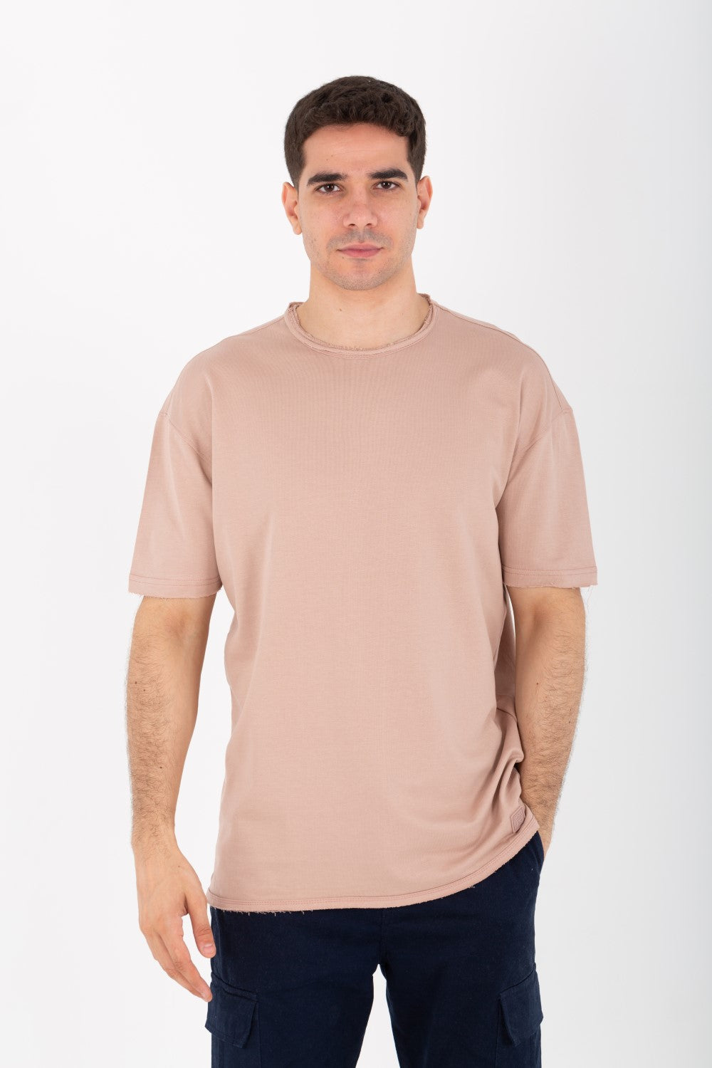 Mens Oversize Basic Plain T-shirt With Short Sleeves And A Round Neck
