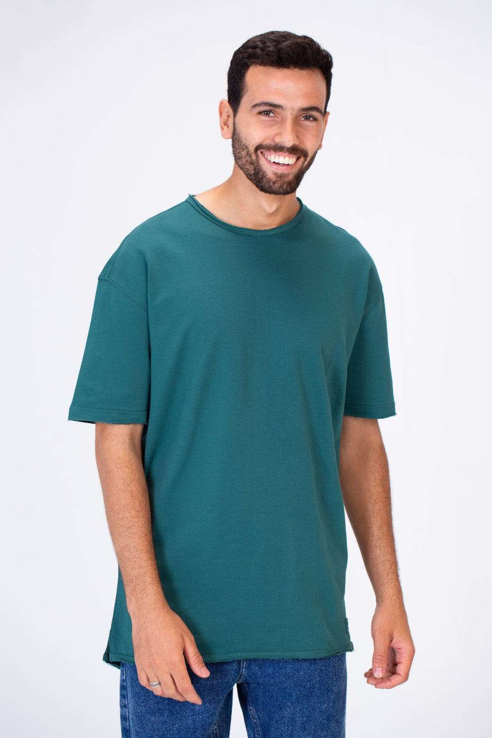 Mens Oversize Basic Plain T-shirt With Short Sleeves And A Round Neck