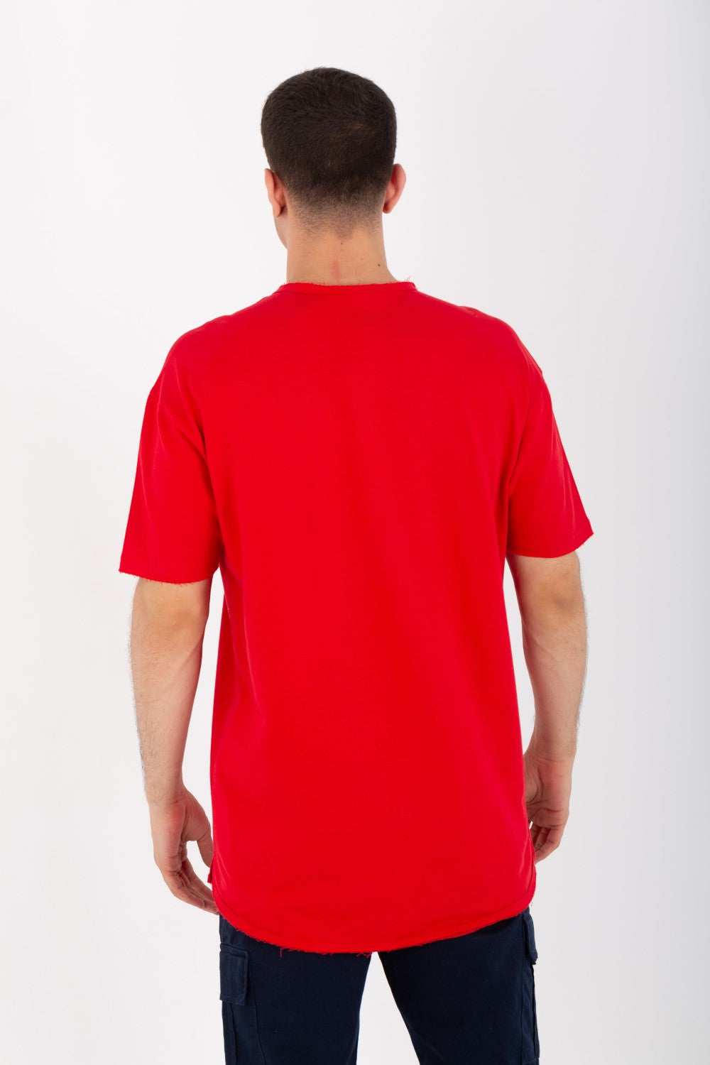 Mens Oversize Basic Plain T-shirt With Short Sleeves And A Round Neck