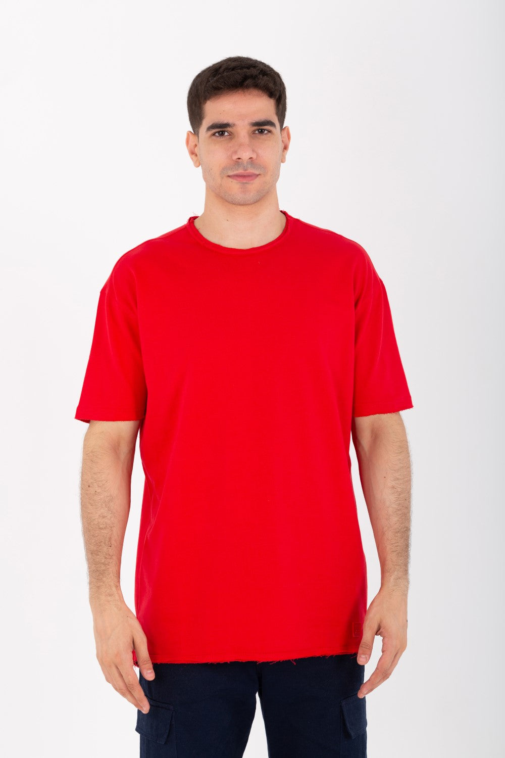 Mens Oversize Basic Plain T-shirt With Short Sleeves And A Round Neck