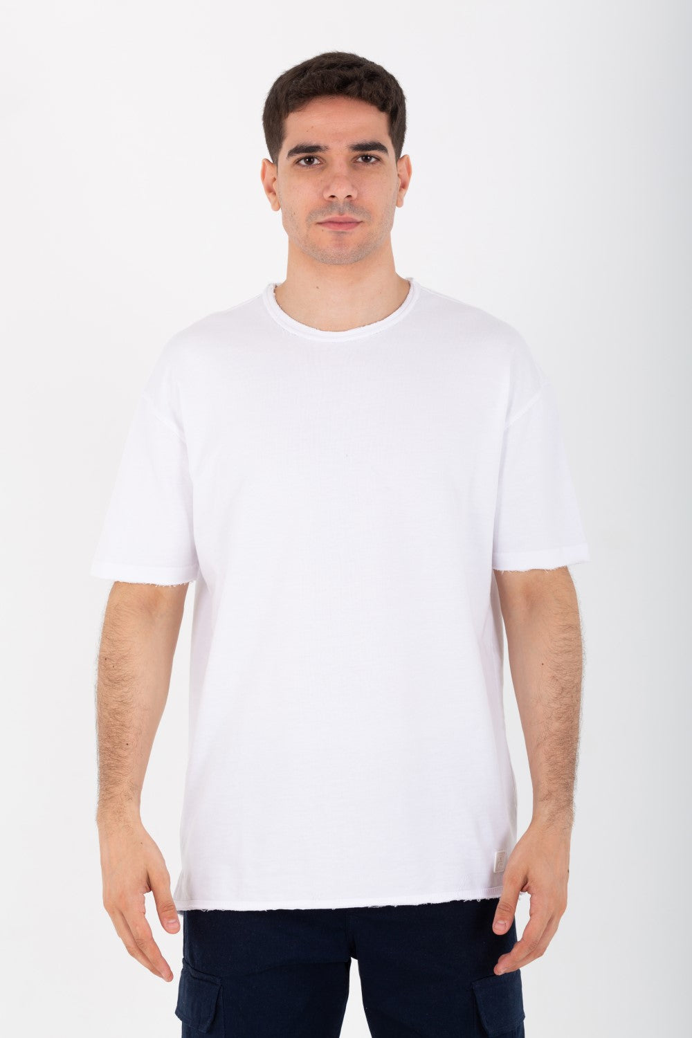 Mens Oversize Basic Plain T-shirt With Short Sleeves And A Round Neck