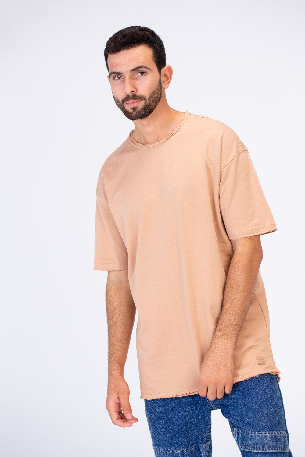 Mens Oversize Basic Plain T-shirt With Short Sleeves And A Round Neck