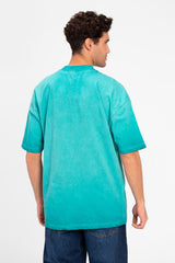 تي شيرت رجالي أساسي كبير الحجم بأكمام نصف دائرية