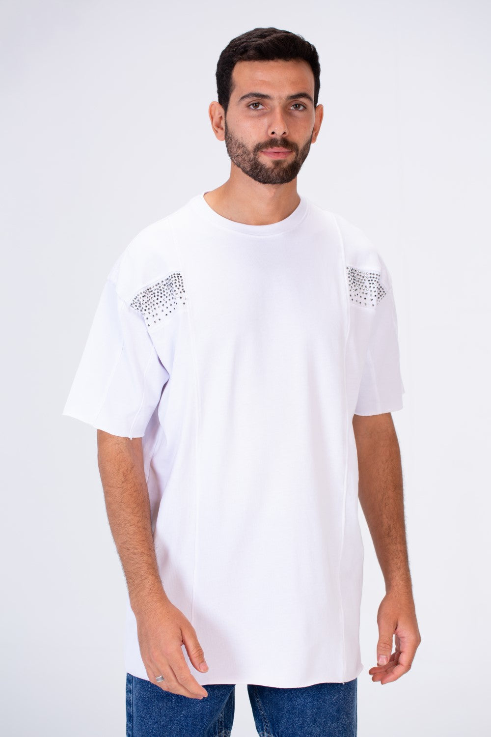 Mens Round Oversize Basic Plain T-shirt With A Modern Fit
