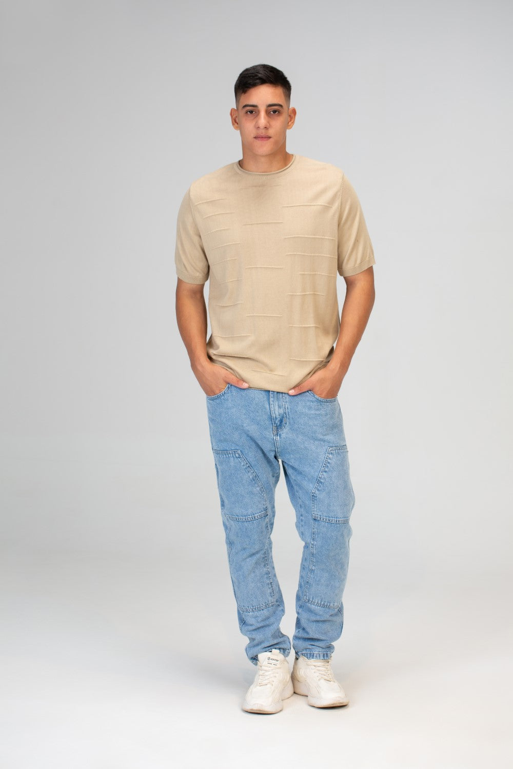 Mens Slim Fit Trico T-Shirt with Short Sleeves And Crew Neck