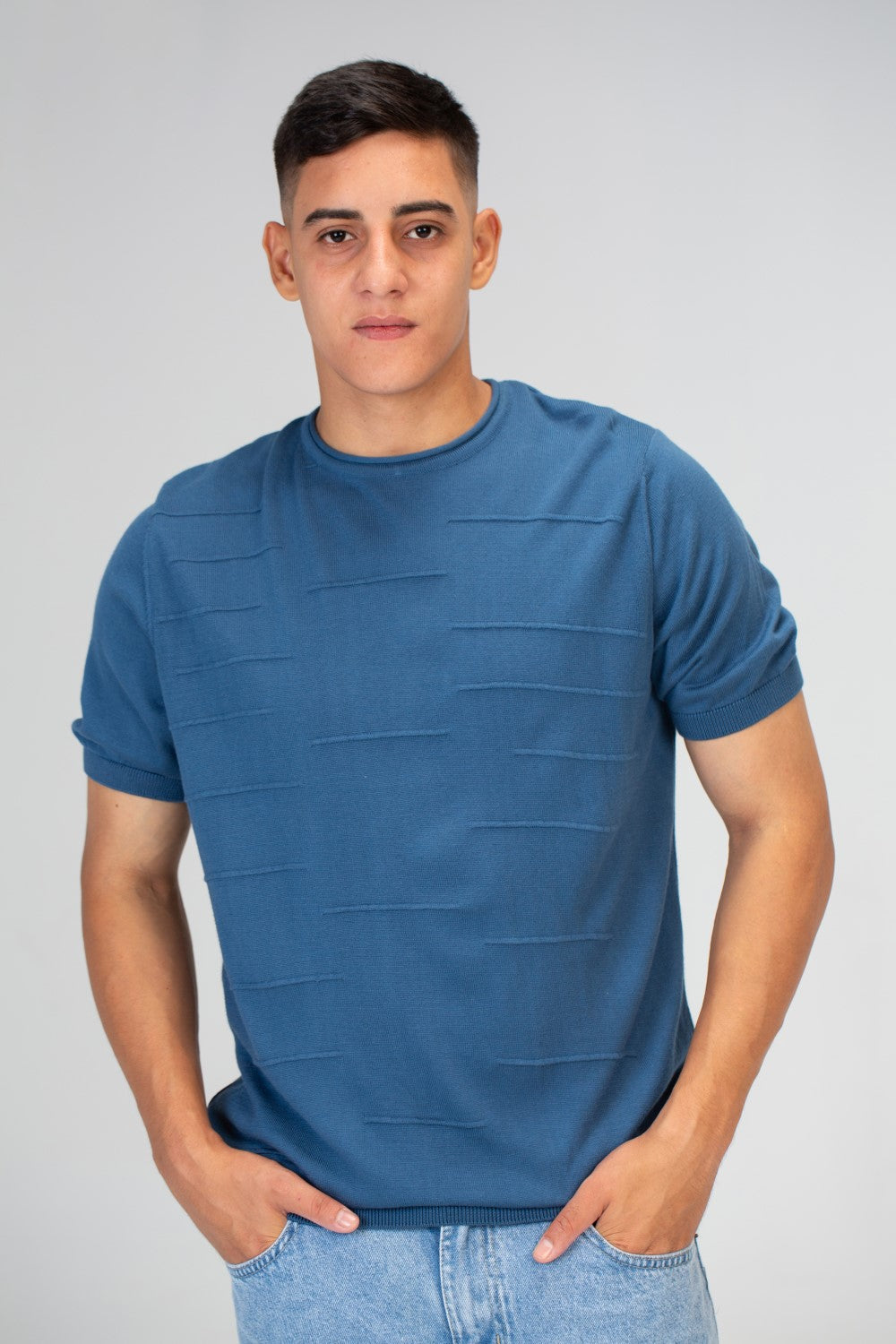 Mens Slim Fit Trico T-Shirt with Short Sleeves And Crew Neck