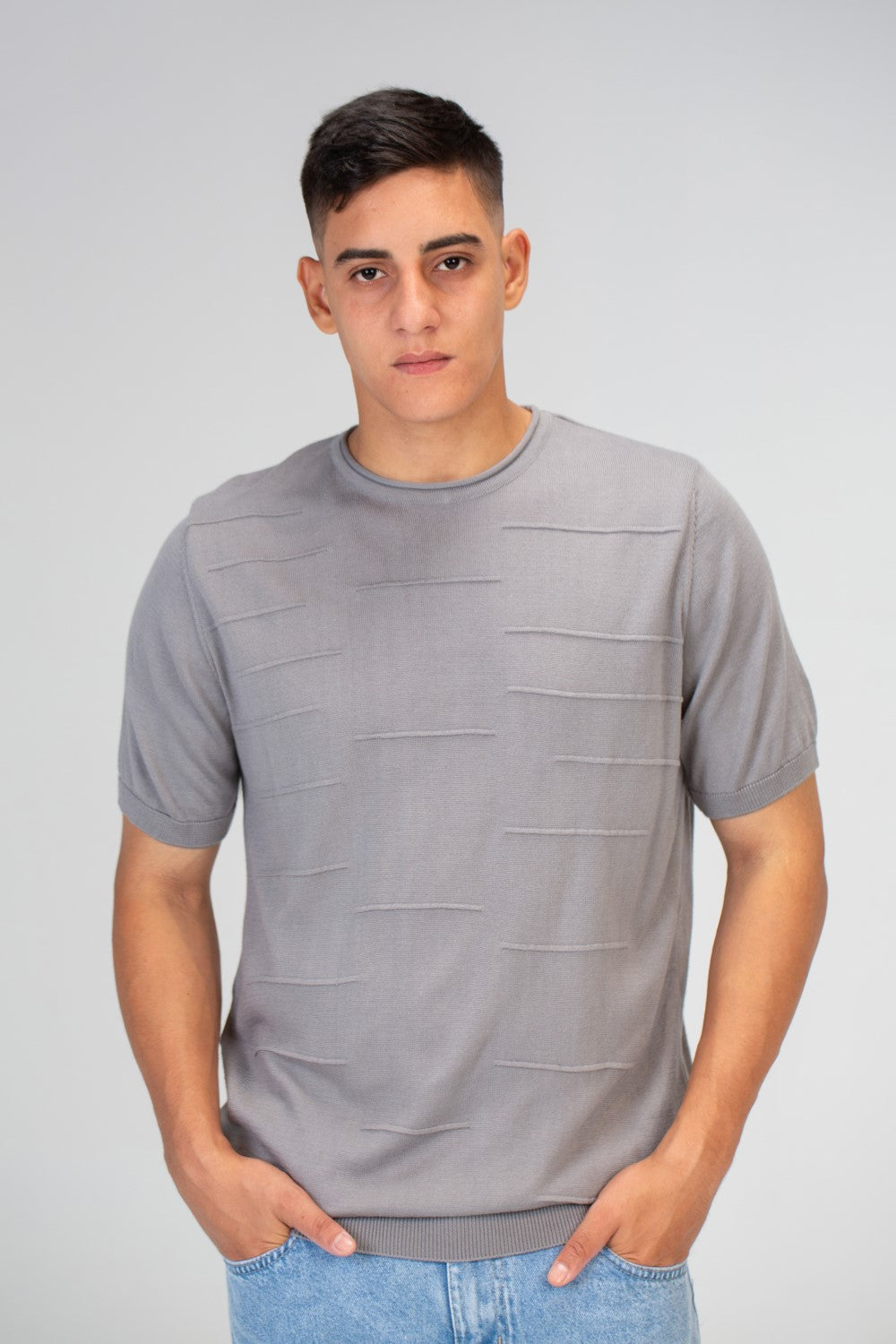 Mens Slim Fit Trico T-Shirt with Short Sleeves And Crew Neck