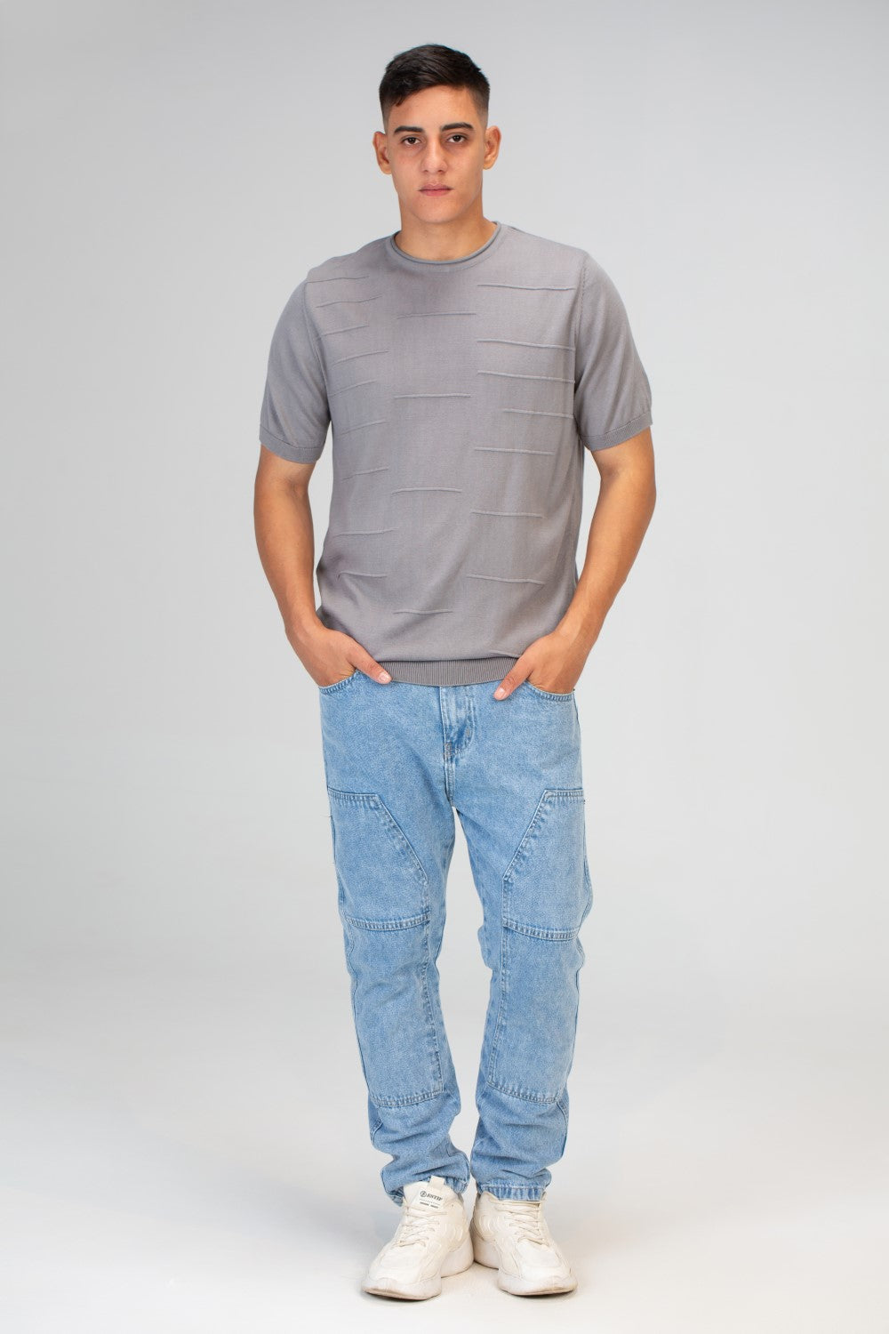 Mens Slim Fit Trico T-Shirt with Short Sleeves And Crew Neck