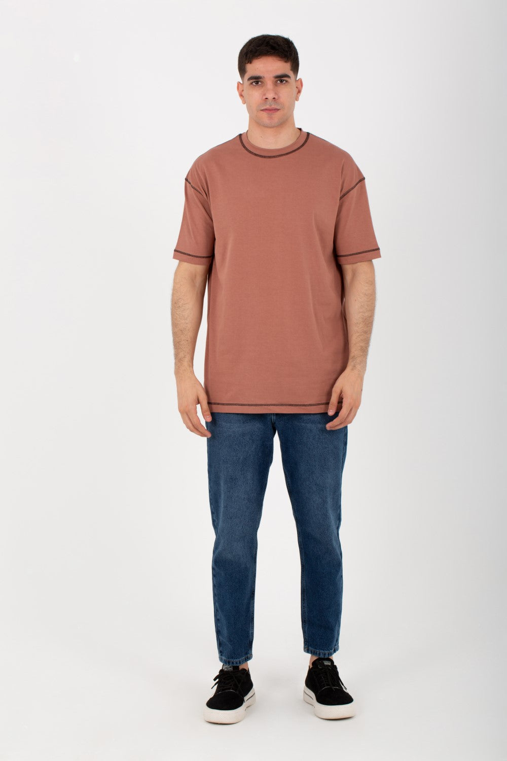 Mens Basic Oversize T-shirt With Round Neck And Short Sleeves