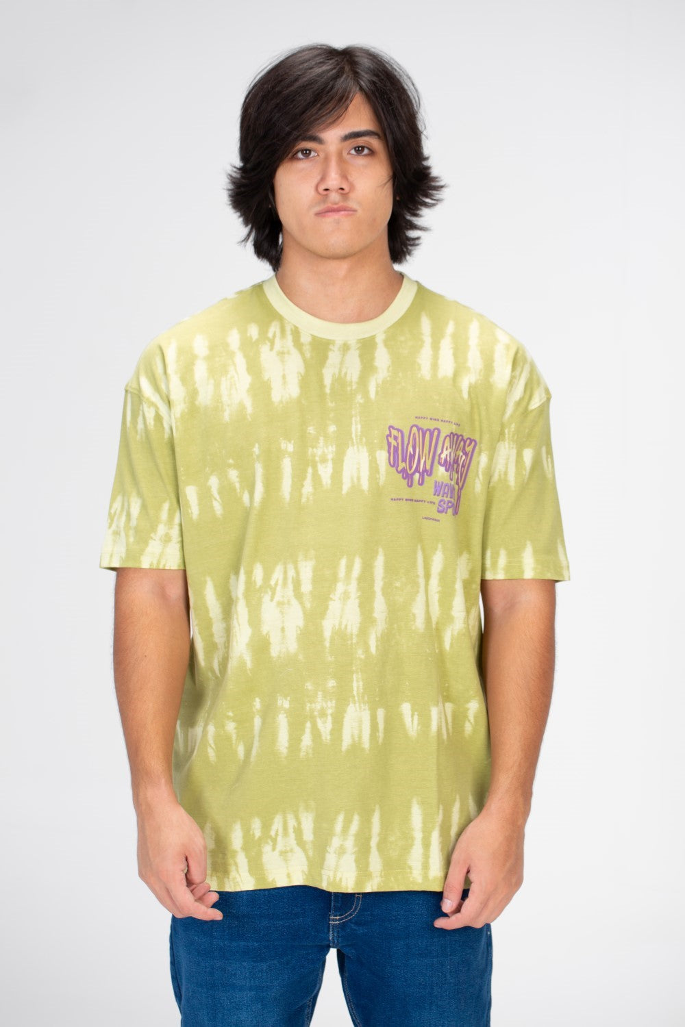 تي شيرت رجالي كبير الحجم مطبوع برقبة دائرية وأكمام قصيرة