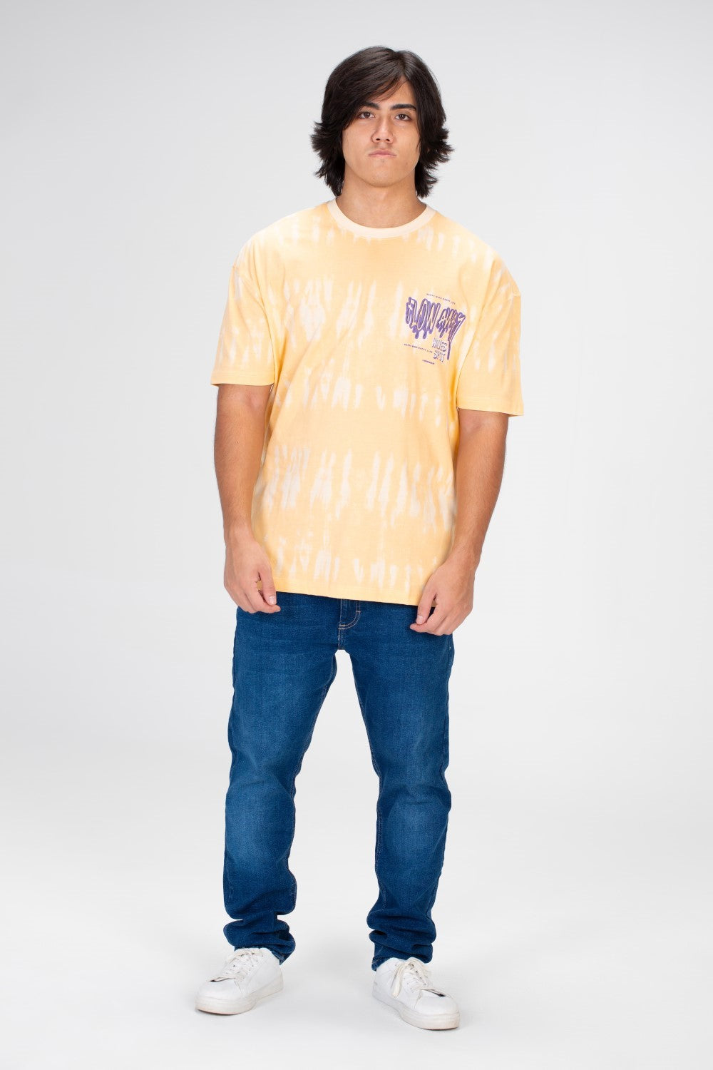 تي شيرت رجالي كبير الحجم مطبوع برقبة دائرية وأكمام قصيرة