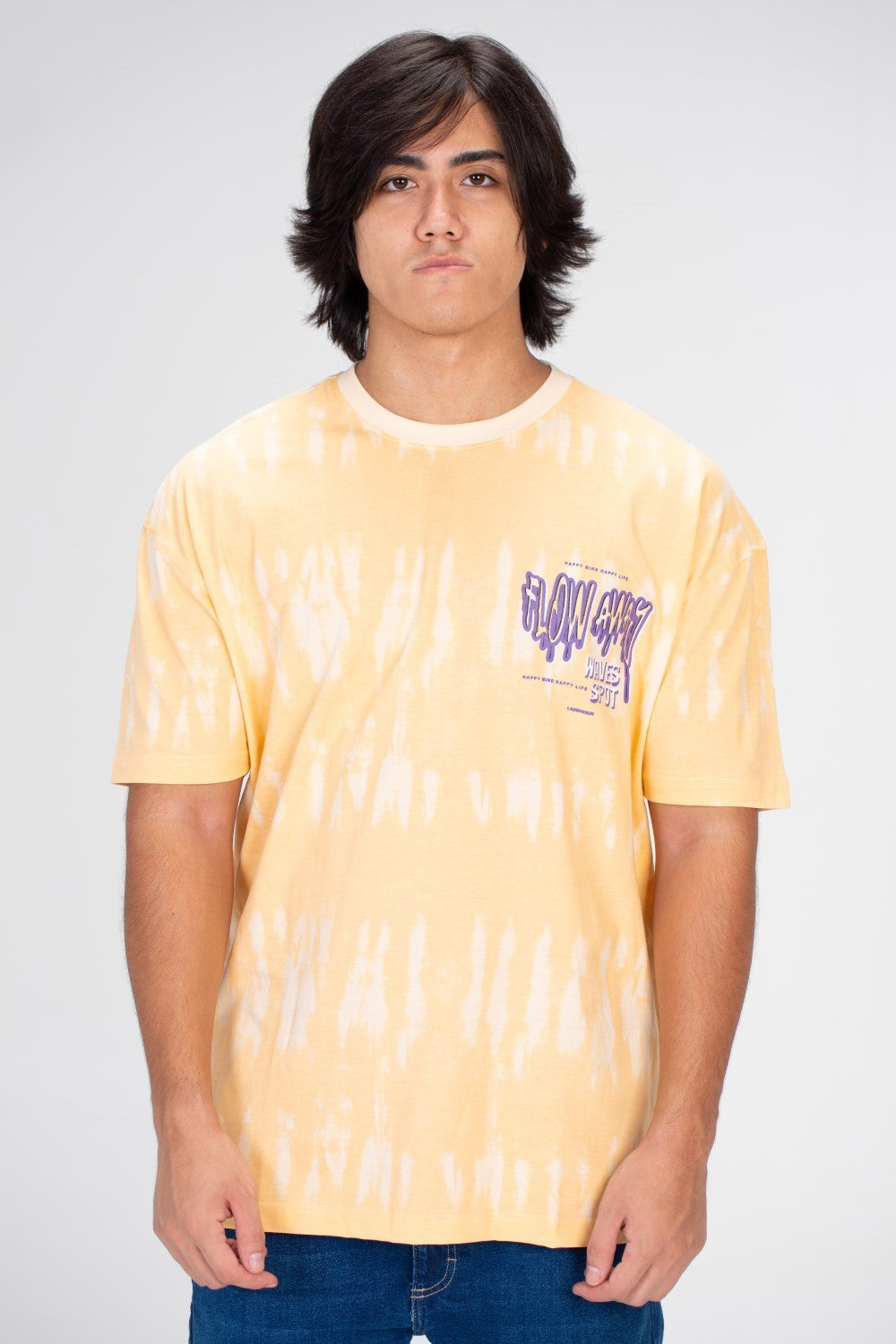 تي شيرت رجالي كبير الحجم مطبوع برقبة دائرية وأكمام قصيرة