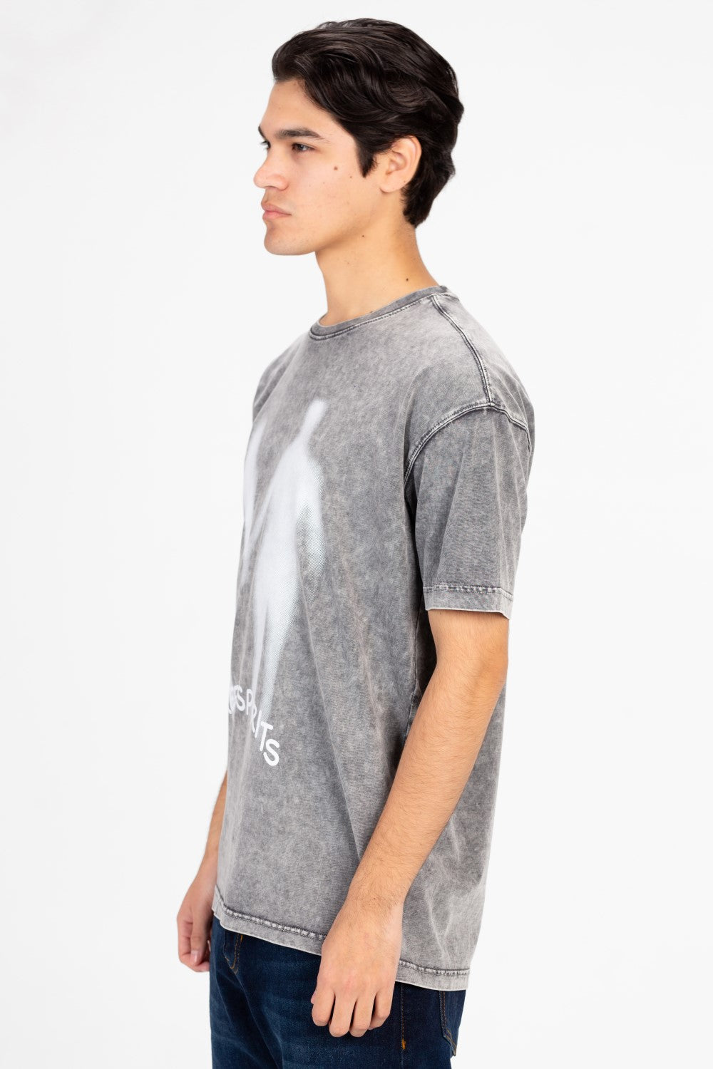 تي شيرت رجالي كبير الحجم مطبوع ومغسول