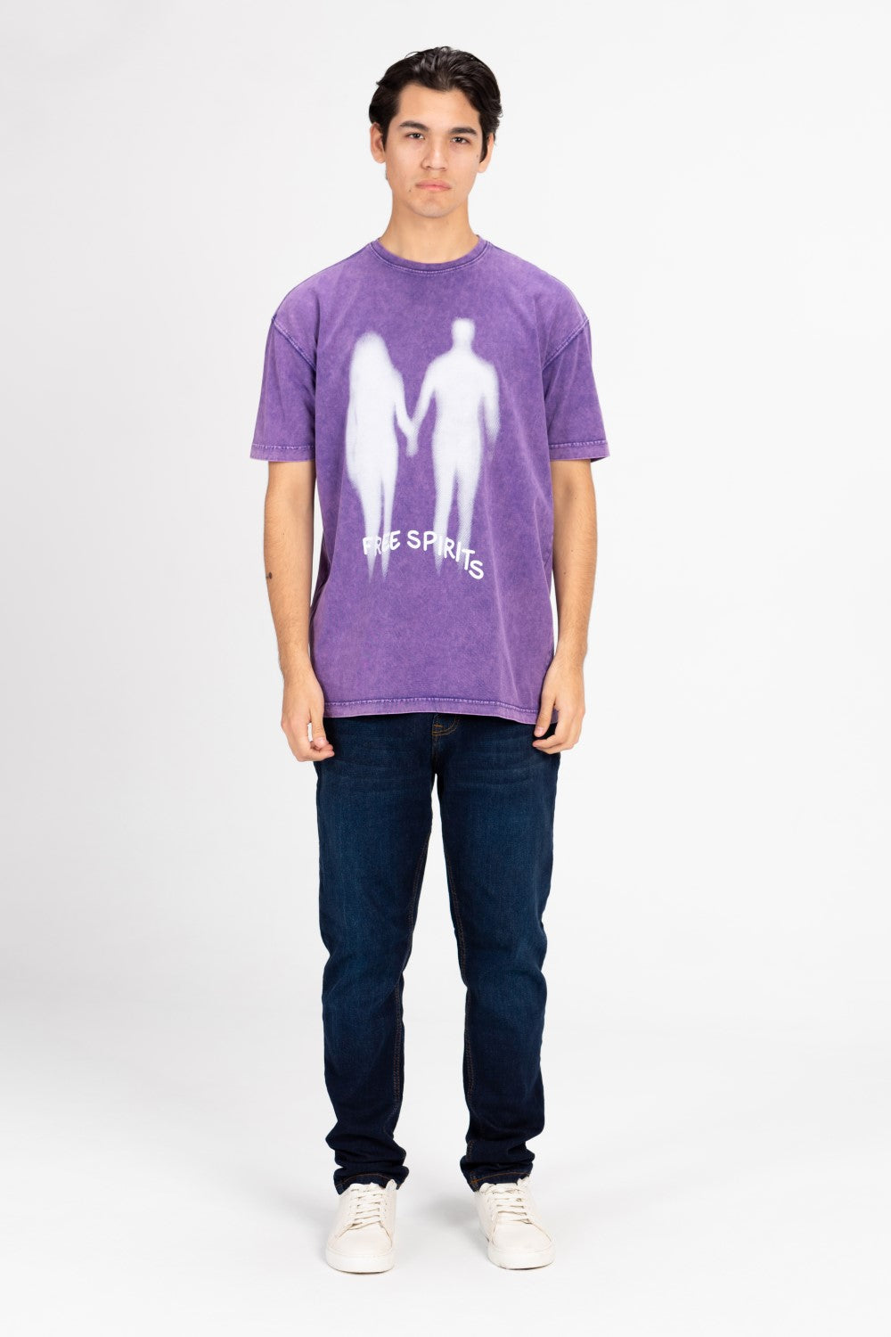 تي شيرت رجالي كبير الحجم مطبوع ومغسول