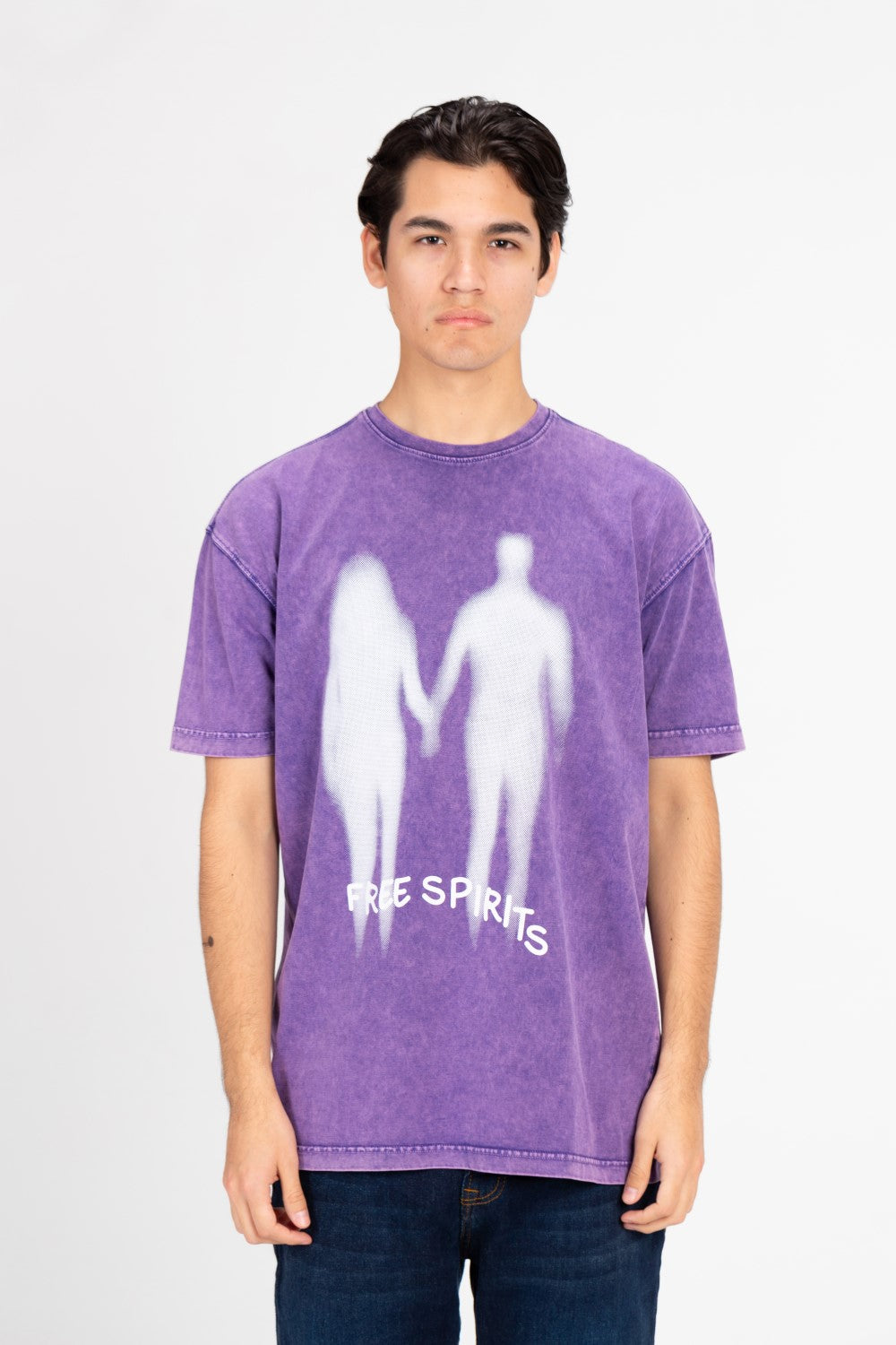 تي شيرت رجالي كبير الحجم مطبوع ومغسول