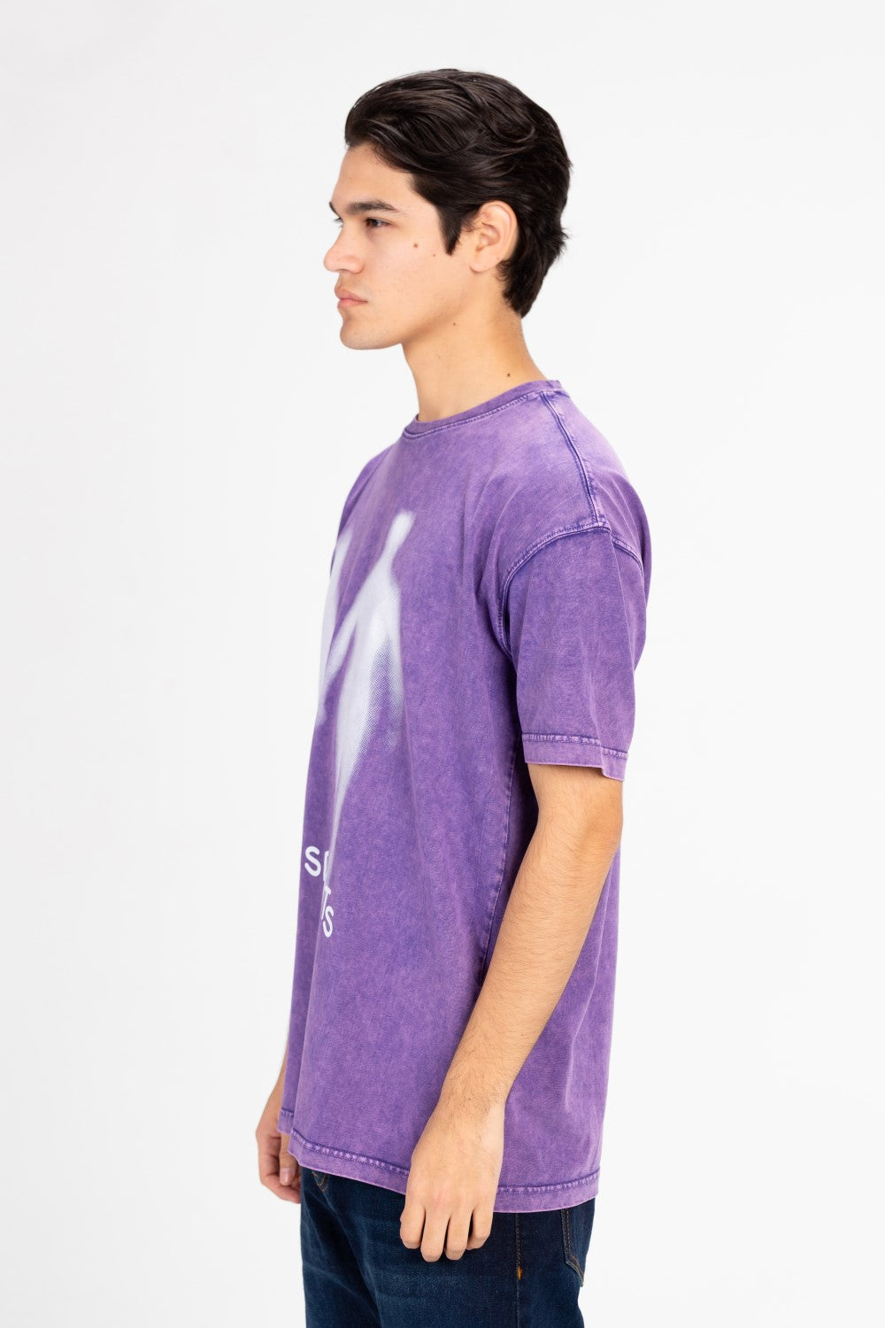 تي شيرت رجالي كبير الحجم مطبوع ومغسول