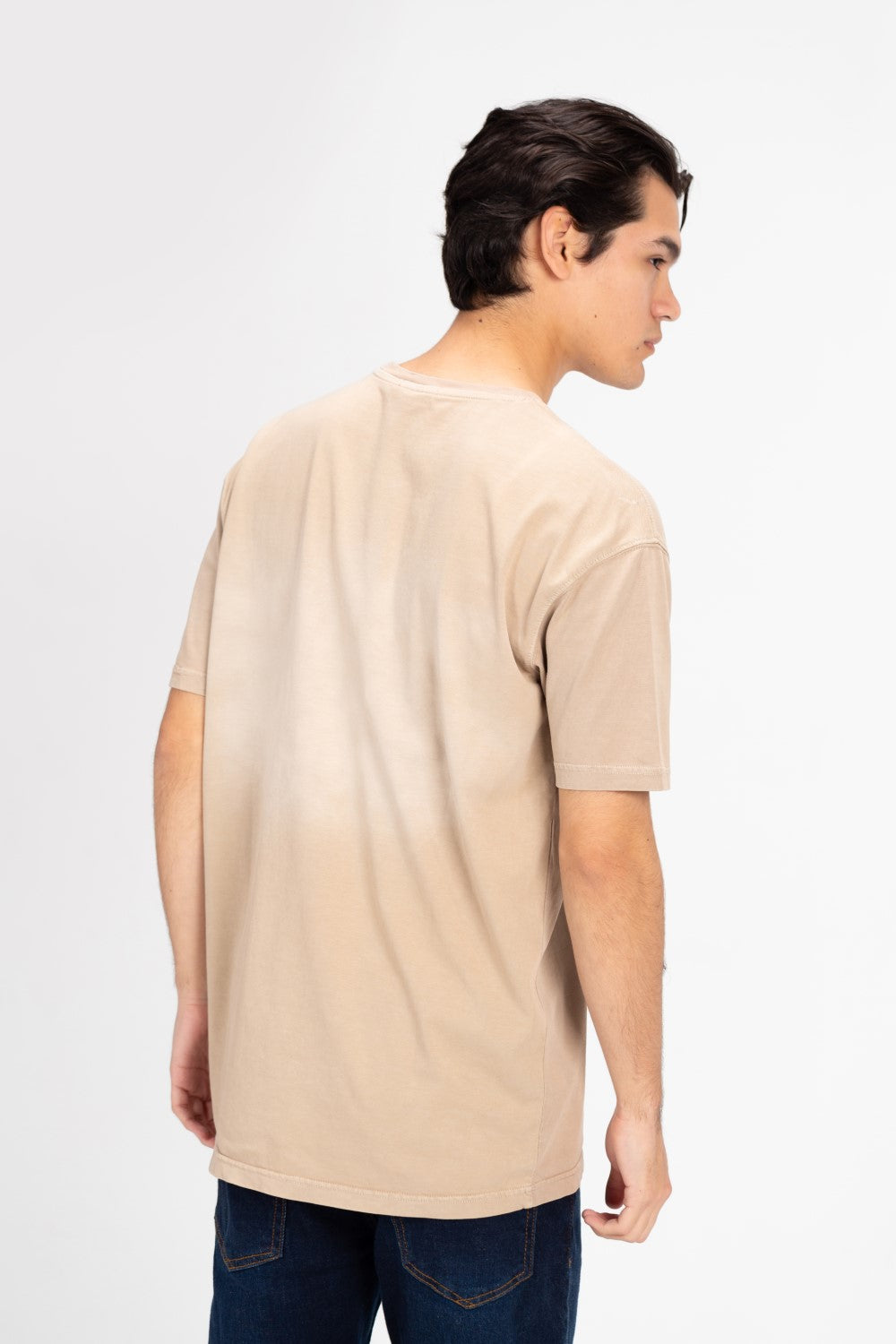 Men's Oversized Front Flip Text Print T-shirt