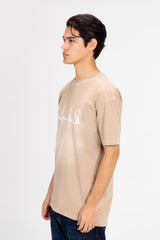 Men's Oversized Front Flip Text Print T-shirt