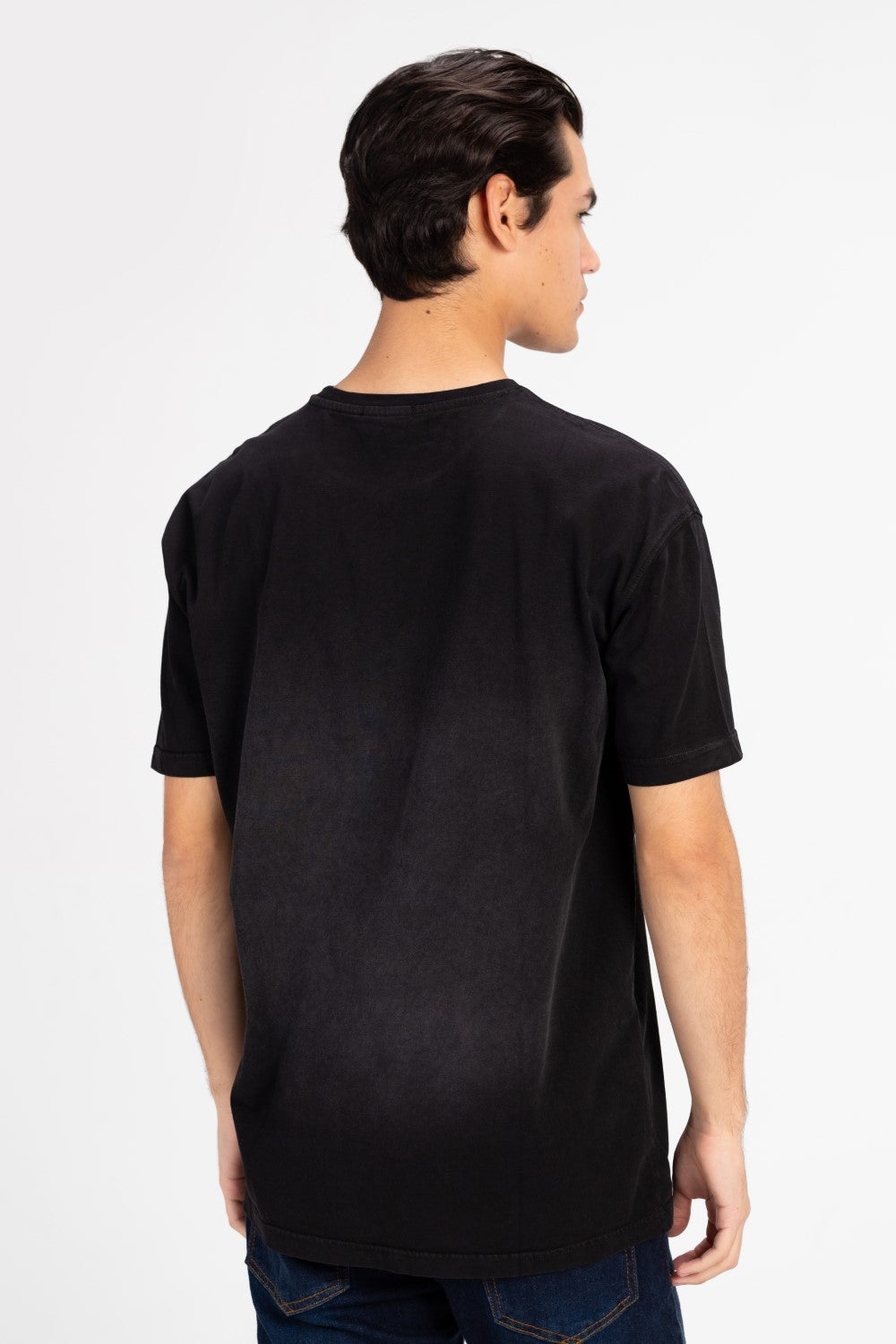 Men's Oversized Front Flip Text Print T-shirt