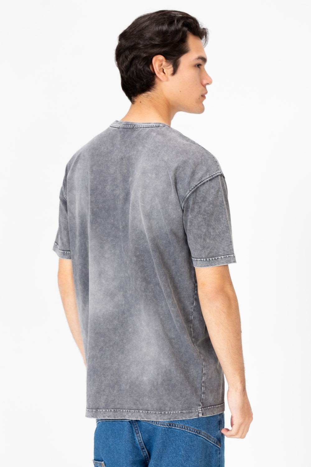 تي شيرت رجالي مطبوع بأكمام نصفية كبيرة الحجم