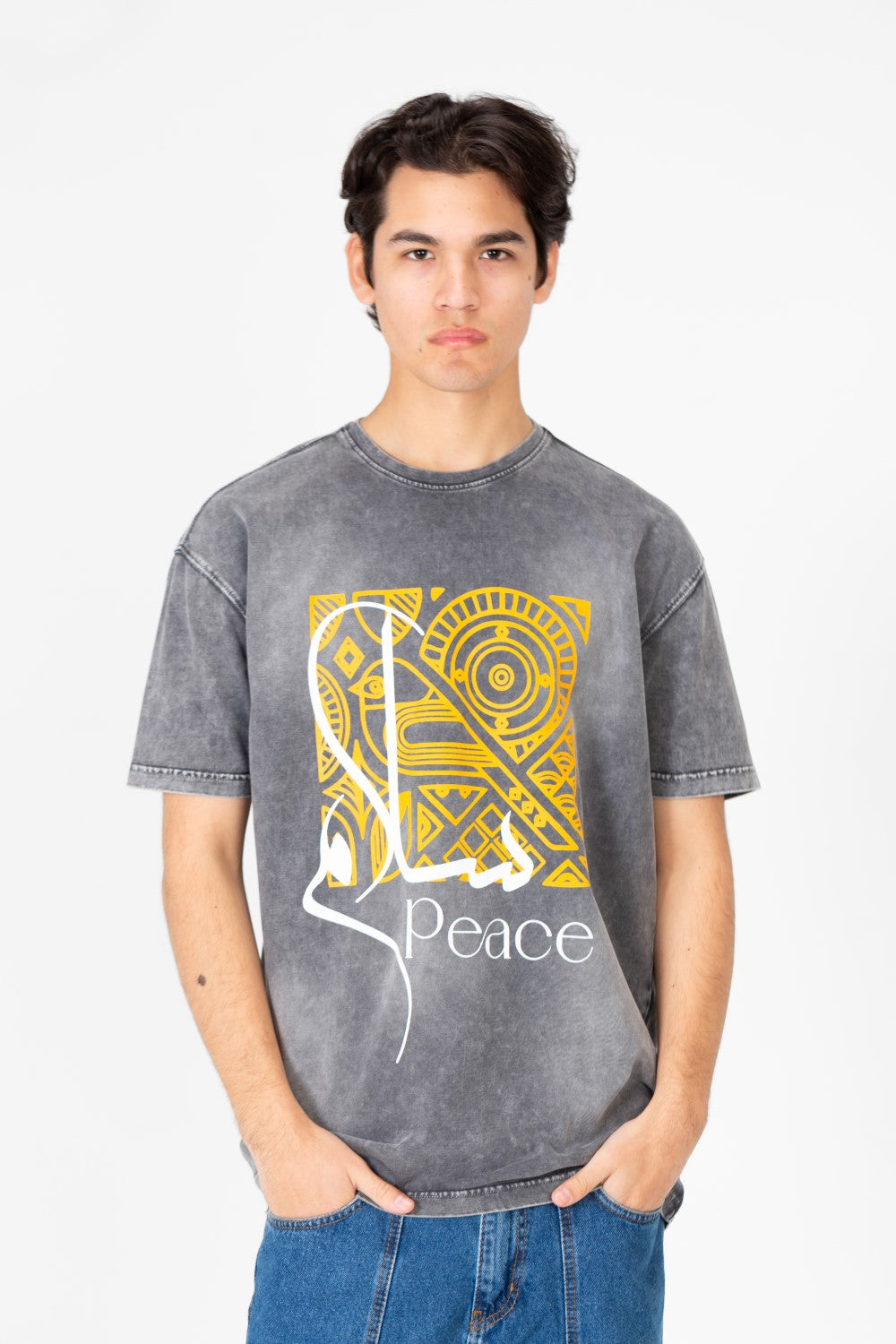 تي شيرت رجالي مطبوع بأكمام نصفية كبيرة الحجم