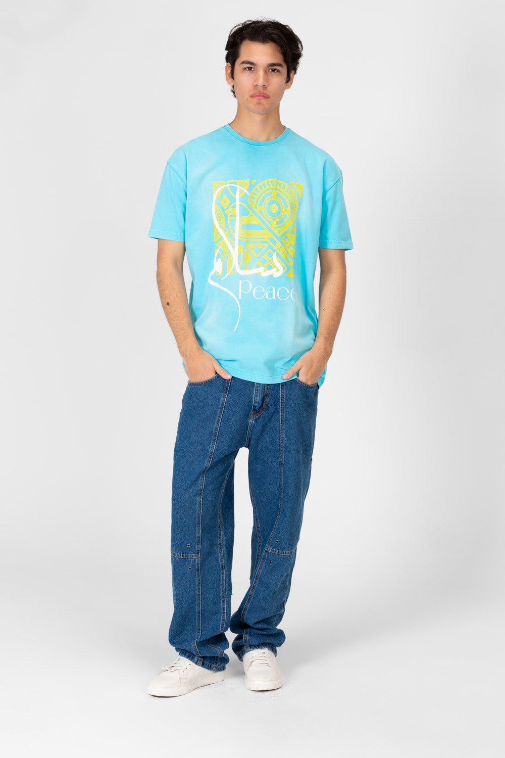 تي شيرت رجالي مطبوع بأكمام نصفية كبيرة الحجم