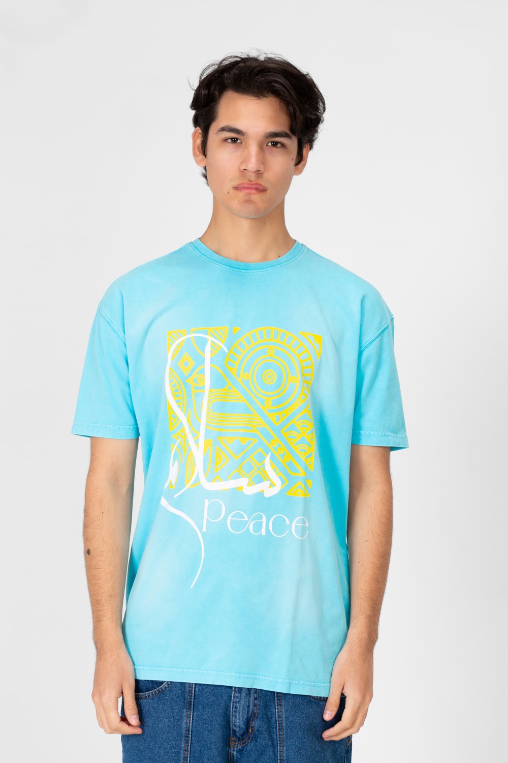 تي شيرت رجالي مطبوع بأكمام نصفية كبيرة الحجم