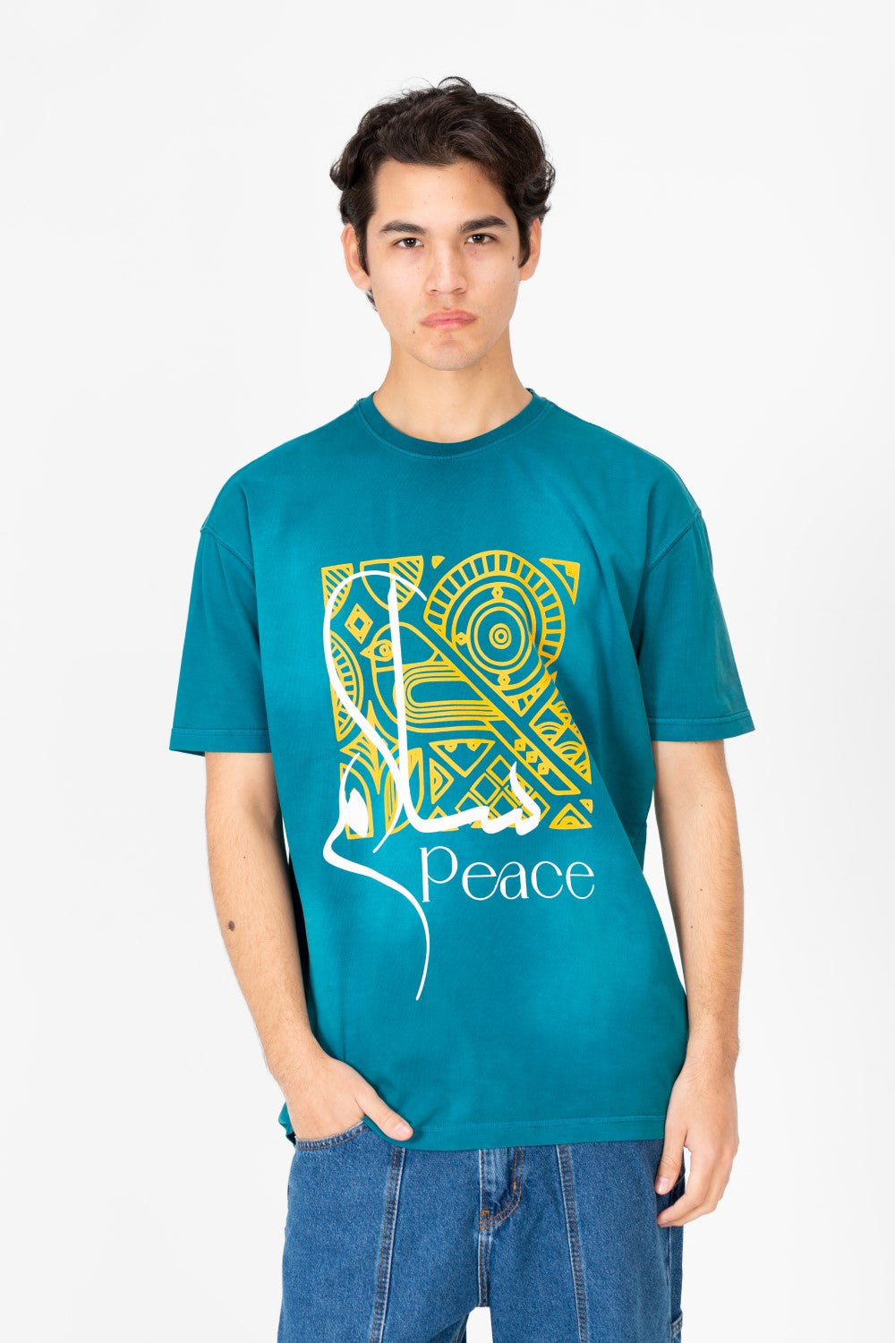 تي شيرت رجالي مطبوع بأكمام نصفية كبيرة الحجم