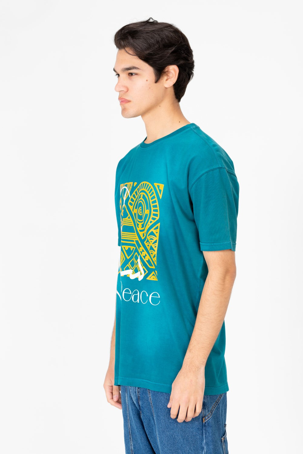 تي شيرت رجالي مطبوع بأكمام نصفية كبيرة الحجم