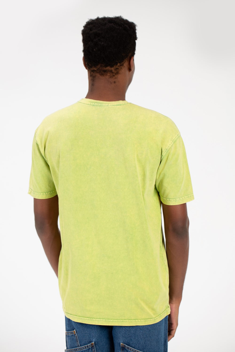 تي شيرت رجالي كبير الحجم بأكمام نصفية مغسول بالطماطم