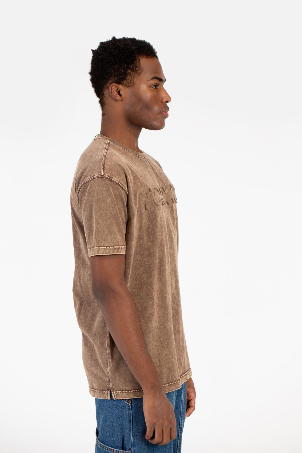 تي شيرت رجالي كبير الحجم بأكمام نصفية مغسول بالطماطم