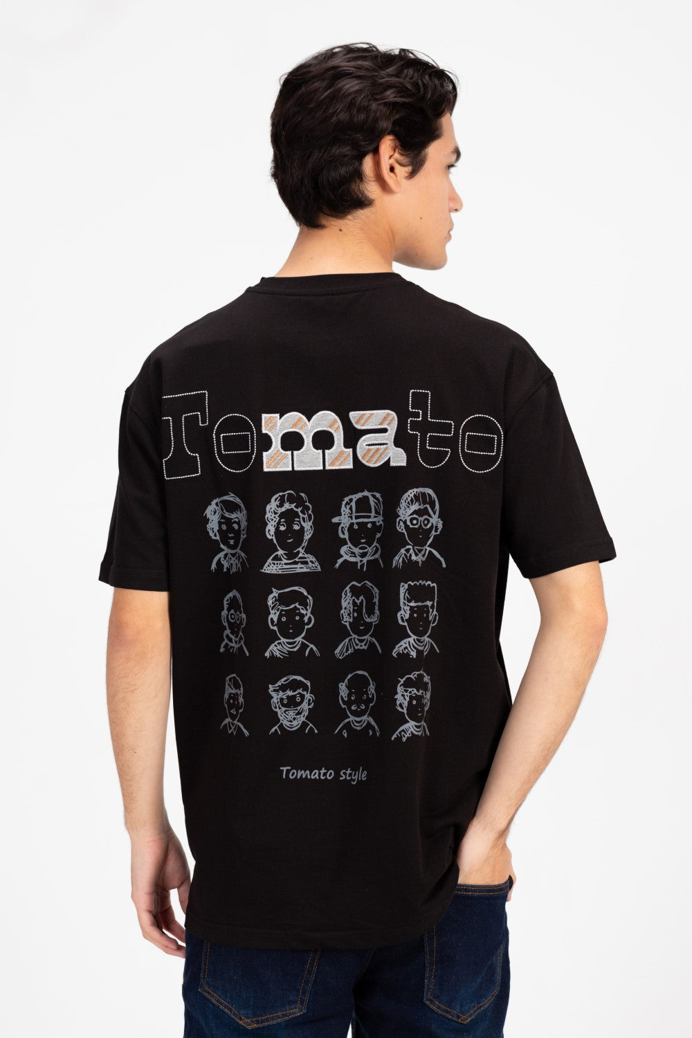 تي شيرت رجالي كبير الحجم بطبعة طماطم وأكمام نصفية