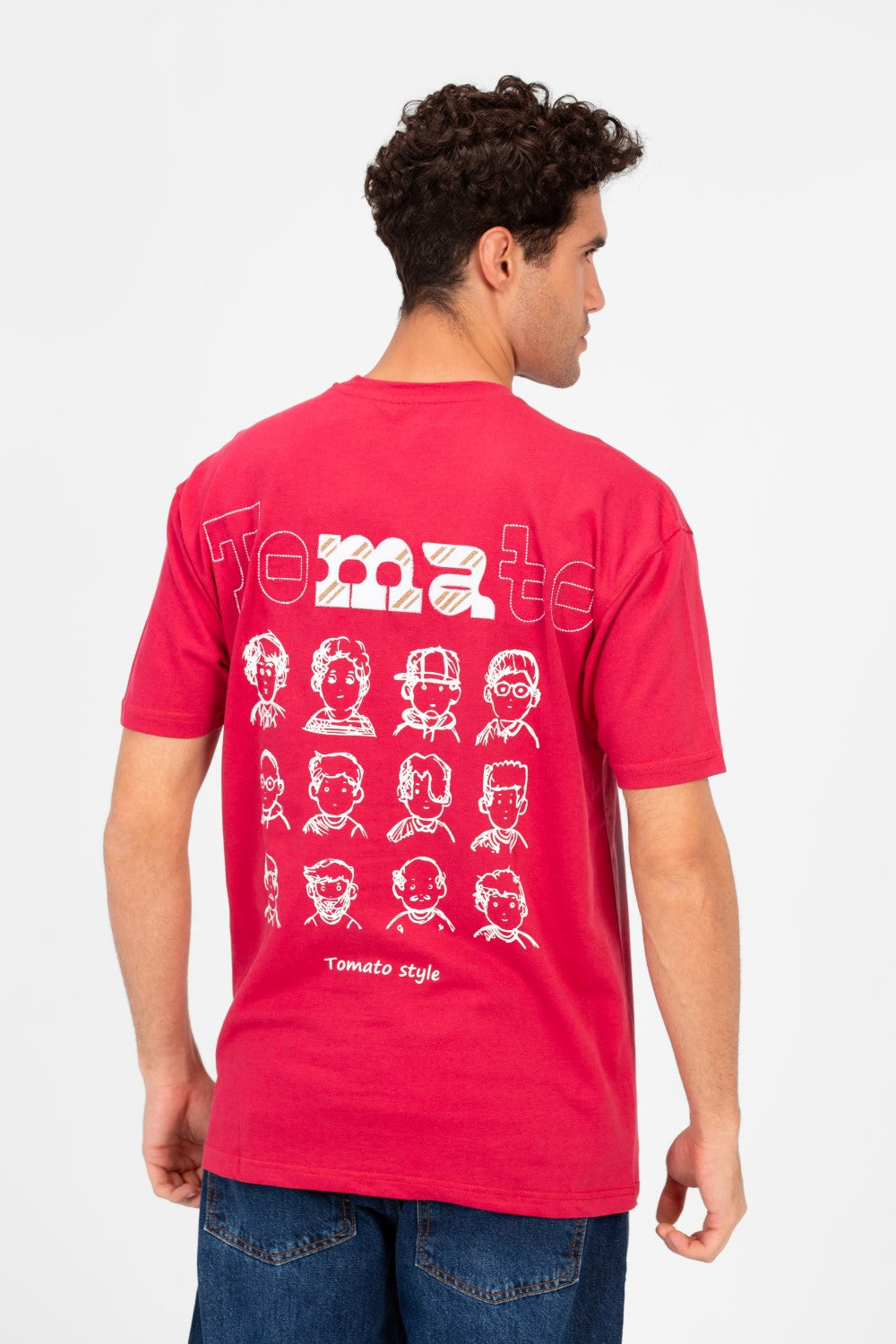 تي شيرت رجالي كبير الحجم بطبعة طماطم وأكمام نصفية