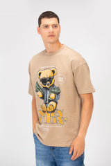 Men's Summer Melton Graphic Print Short Sleeve Oversized Half Sleeve T-Shirt