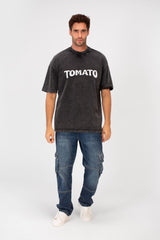 Men's Tomato Washed Oversized Round Neck Short Sleeves T-Shirt