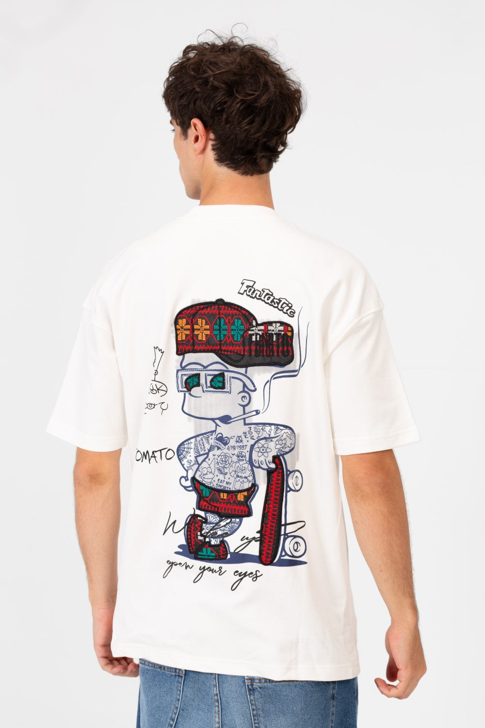 Men's Regular Fit Round Neck Half Sleeves T-shirt With Front And Back Graphic Print