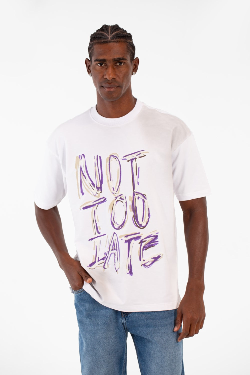 Men's Milton Summer Regular Fit Short Sleeves Front Text Print T-shirt