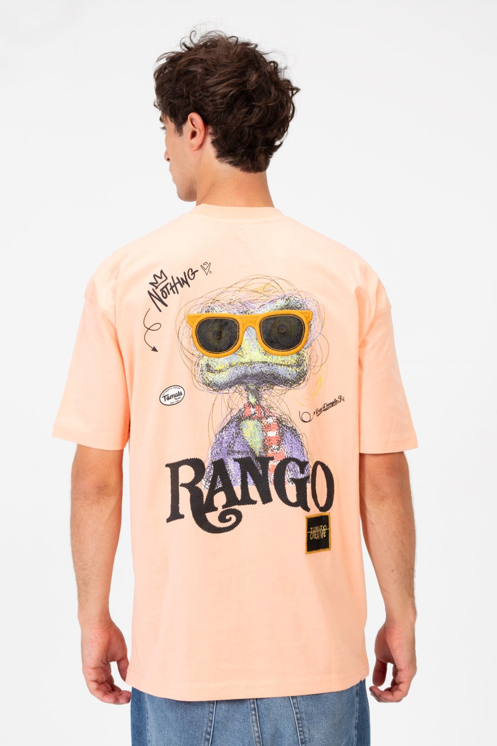 تي شيرت رجالي بقصة عادية وطبعة طماطم عصرية ورقبة دائرية